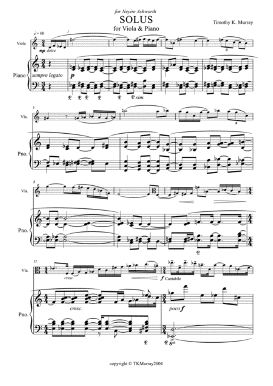 Murray - Solus - Viola & Piano Viola scores gallery preview page 1