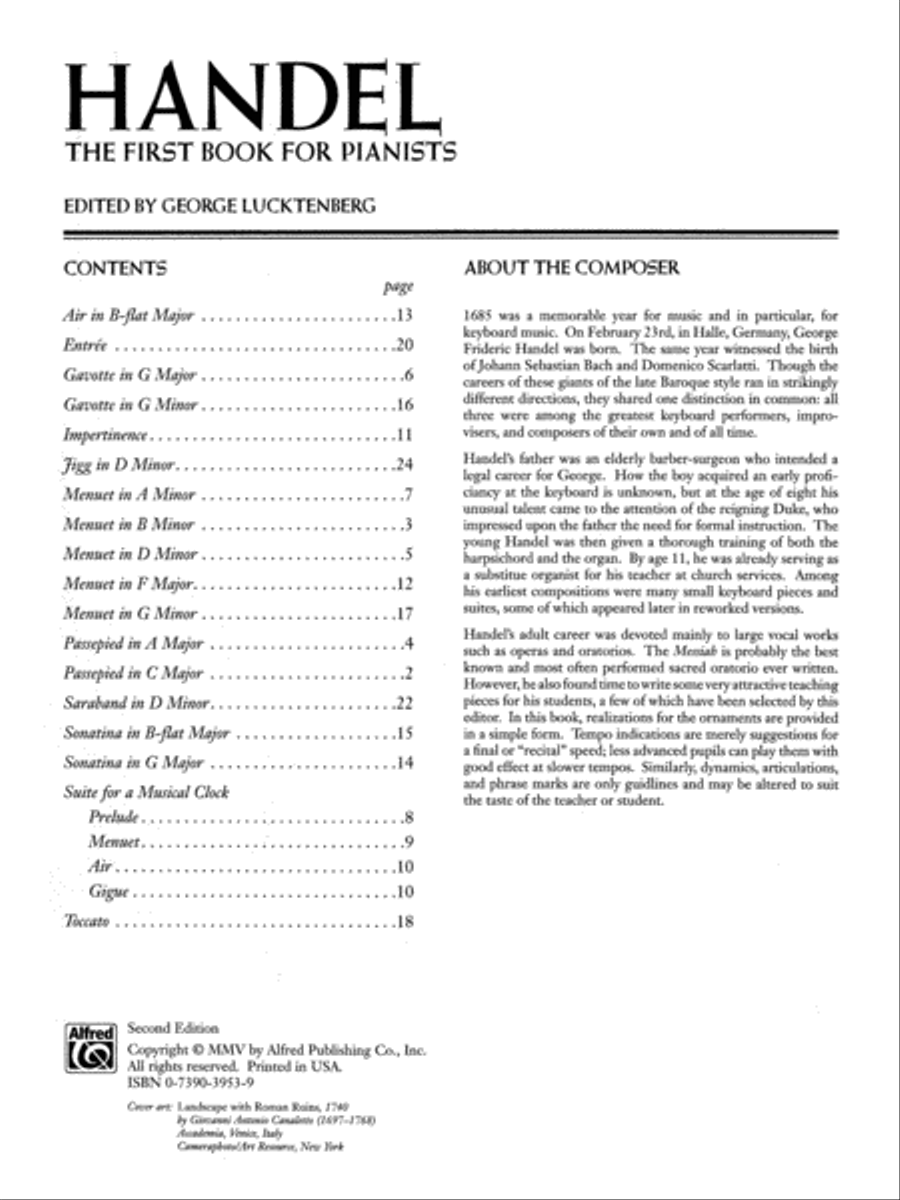 Handel -- First Book for Pianists Piano Solo scores gallery preview page 2
