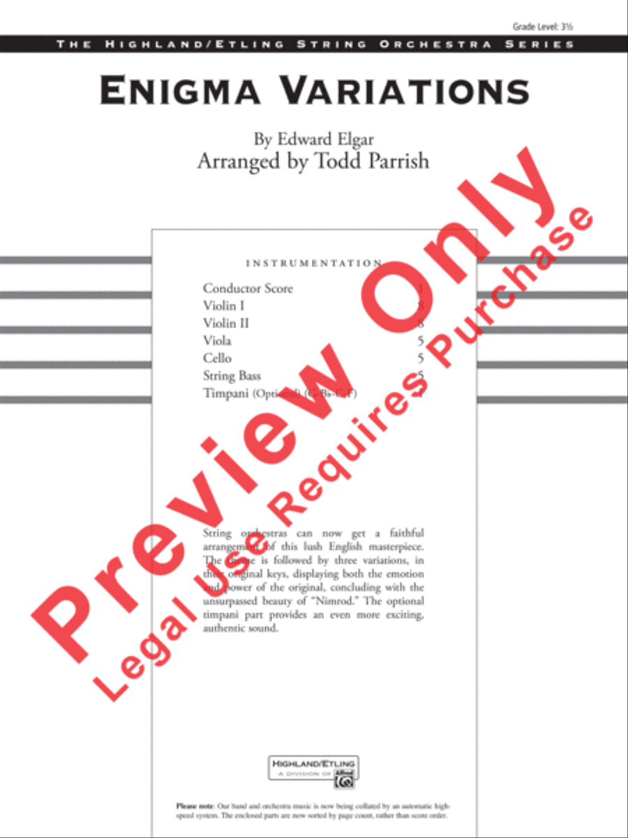 Enigma Variations String Orchestra scores gallery preview page 17