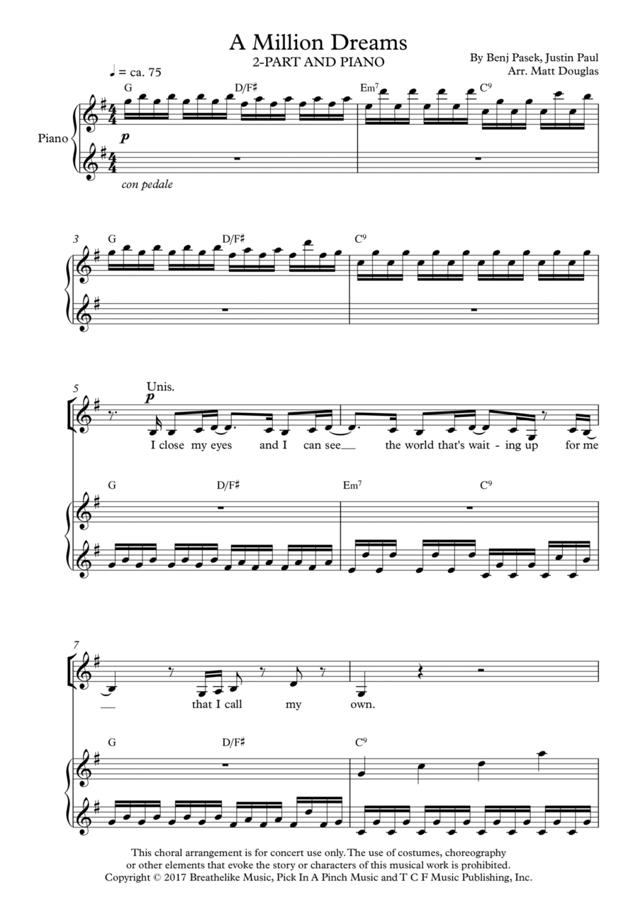 A Million Dreams 2-Part scores gallery preview page 1