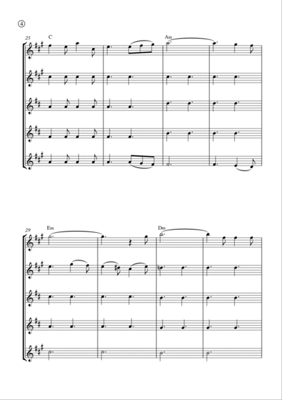 Oh Holy night Saxophone Quintet scores gallery preview page 4