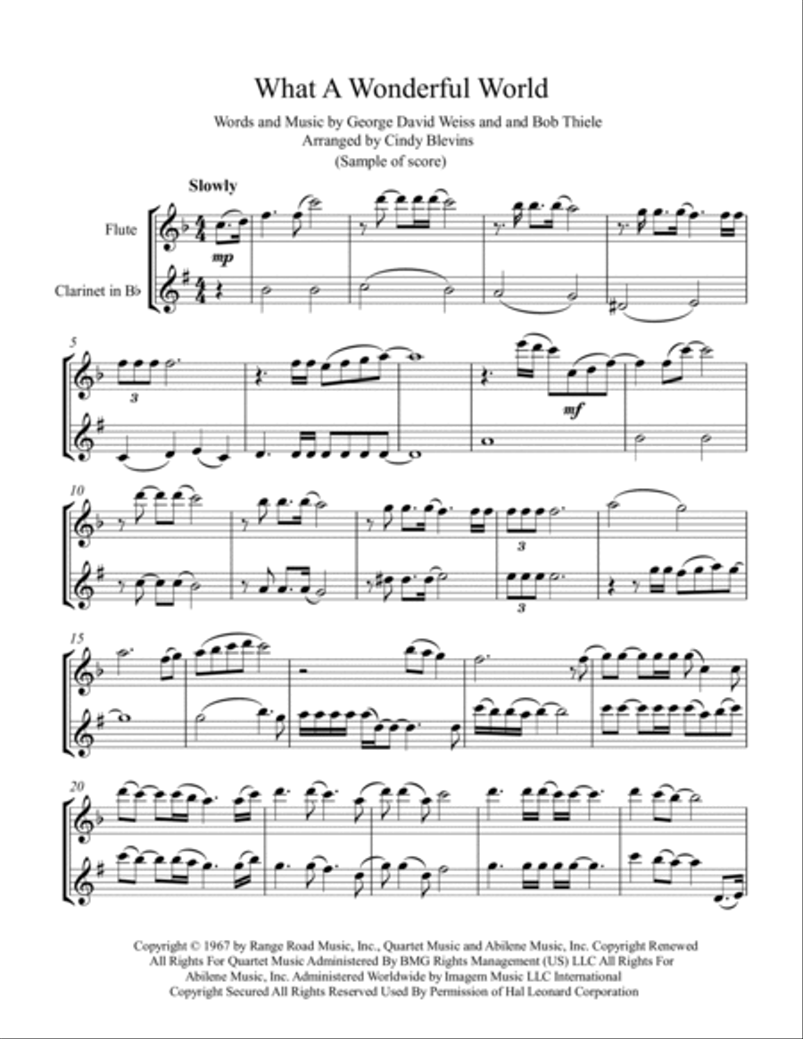 What A Wonderful World Woodwind Duet scores gallery preview page 2