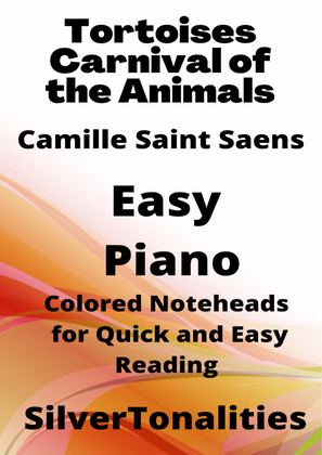 Book cover for Tortoises Carnival of the Animals Easy Piano Sheet Music with Colored Notation