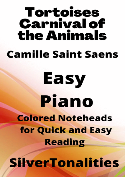 Tortoises Carnival of the Animals Easy Piano Sheet Music with Colored Notation