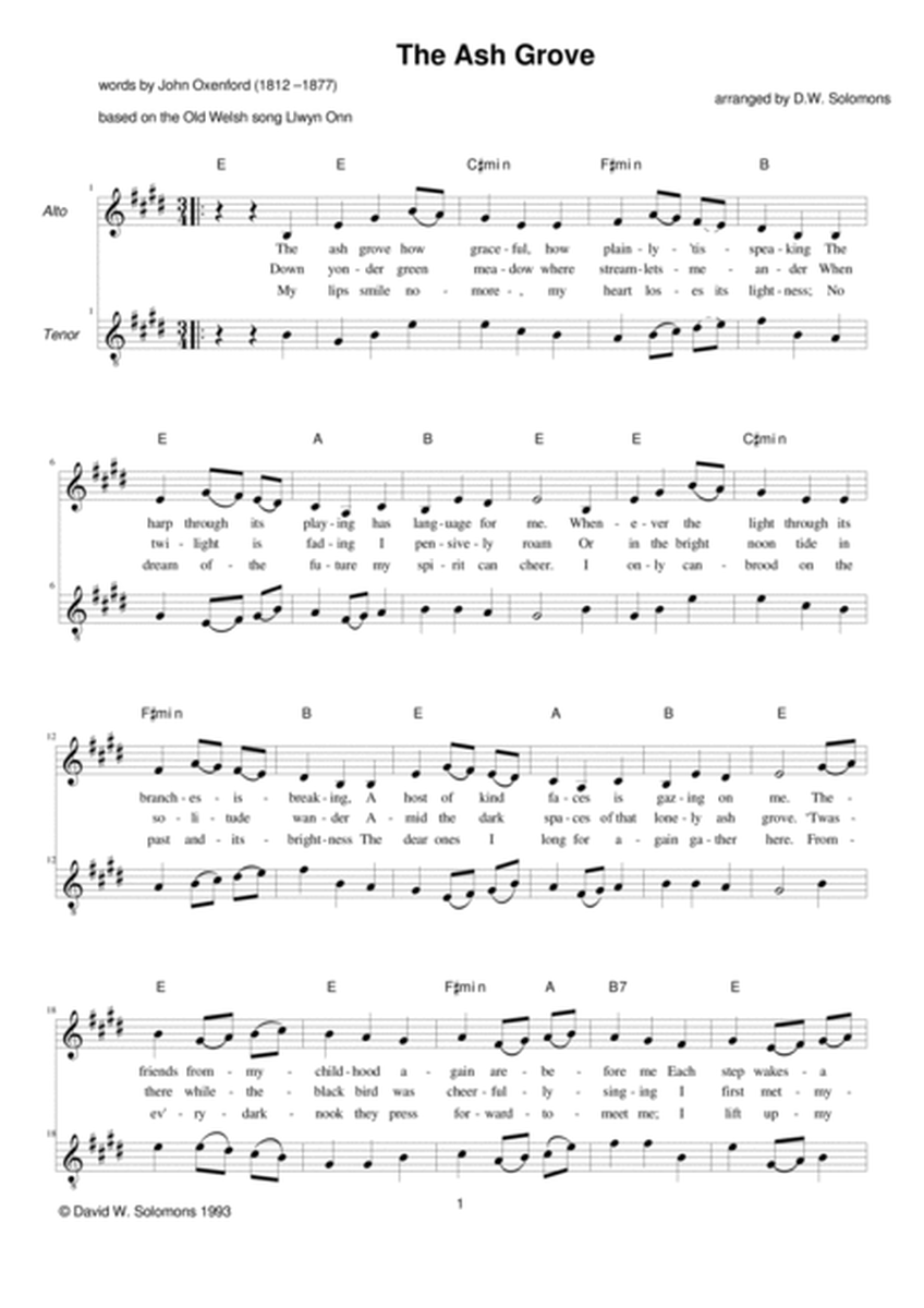 The Ash Grove for 2 voices and guitar chords image number null