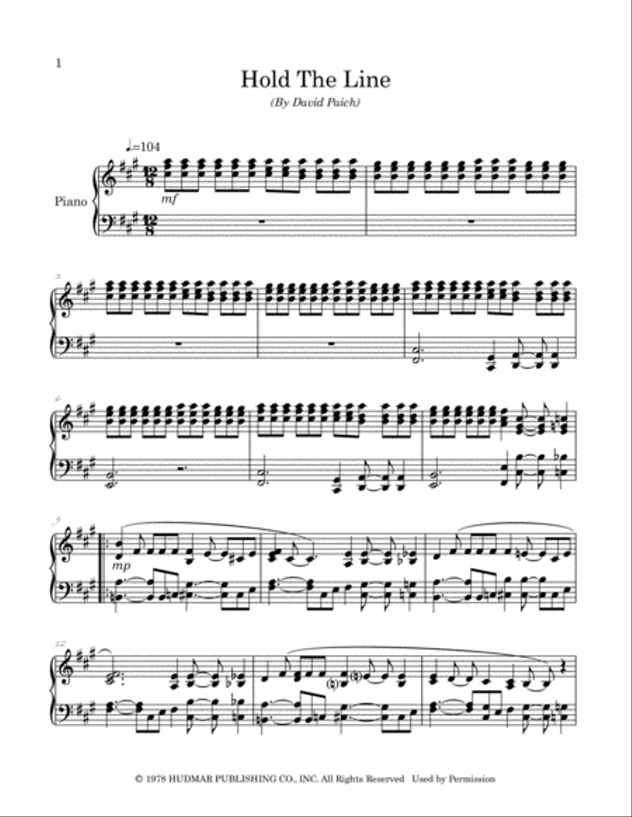 Hold The Line Piano Solo scores gallery preview page 2