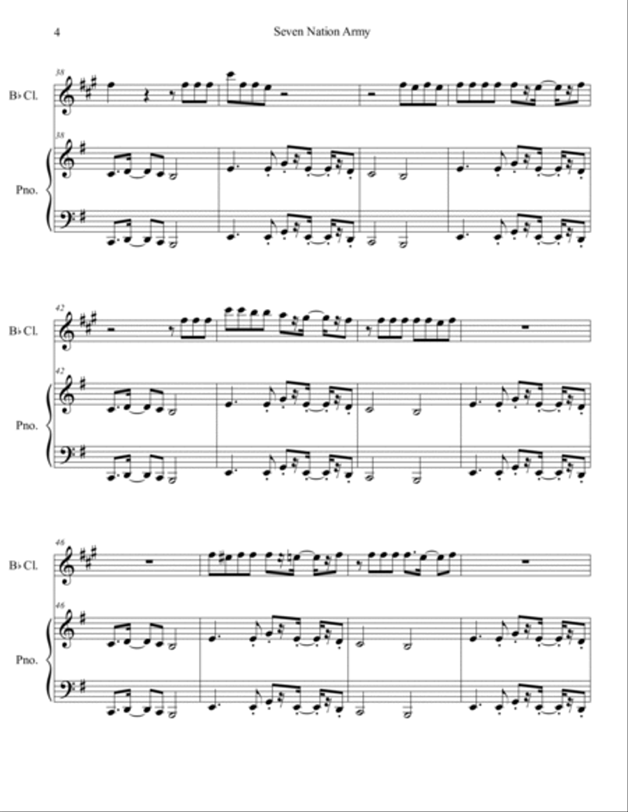 Seven Nation Army Seven Nation Army B-Flat Clarinet scores gallery preview page 5