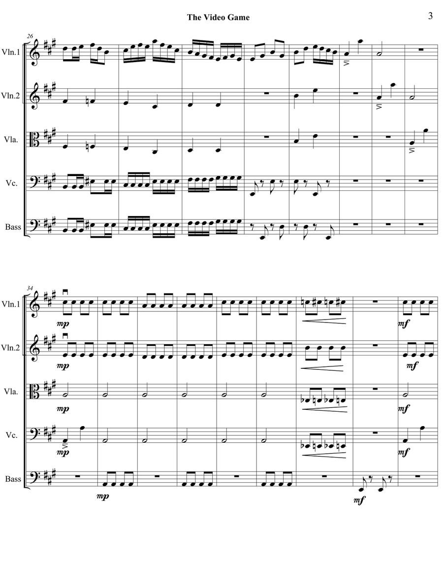 The Video Game The Video Game String Orchestra scores gallery preview page 3