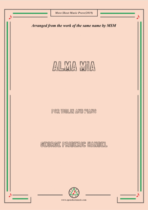 Book cover for Handel-Alma mia,for Violin and Piano