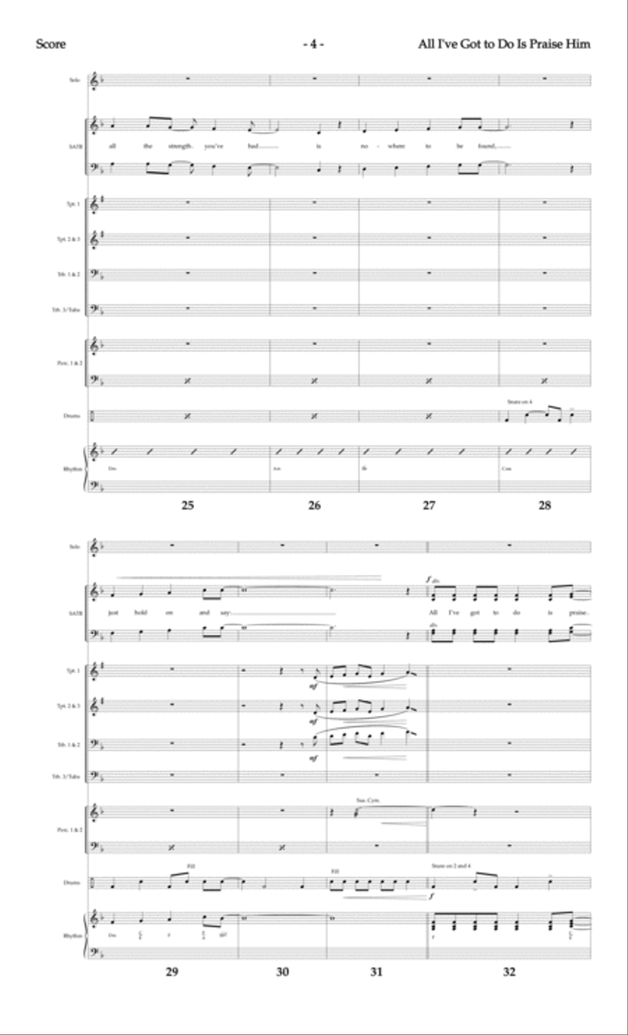 All I've Got to Do Is Praise Him - Brass and Rhythm Score and Parts Choir scores gallery preview page 6