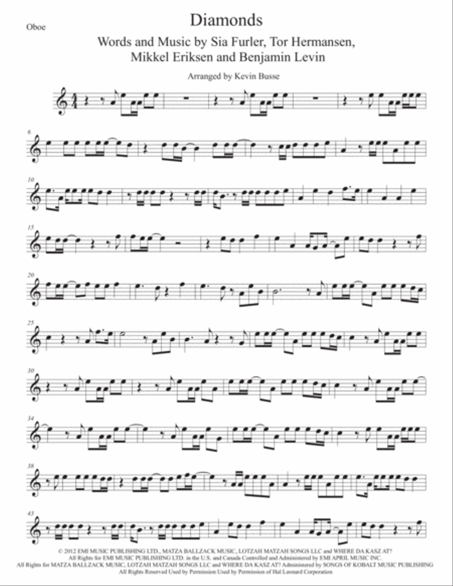 Diamonds Oboe Solo scores gallery preview page 1