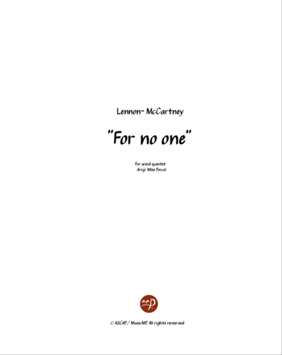 For No One Woodwind Quintet scores gallery preview page 1