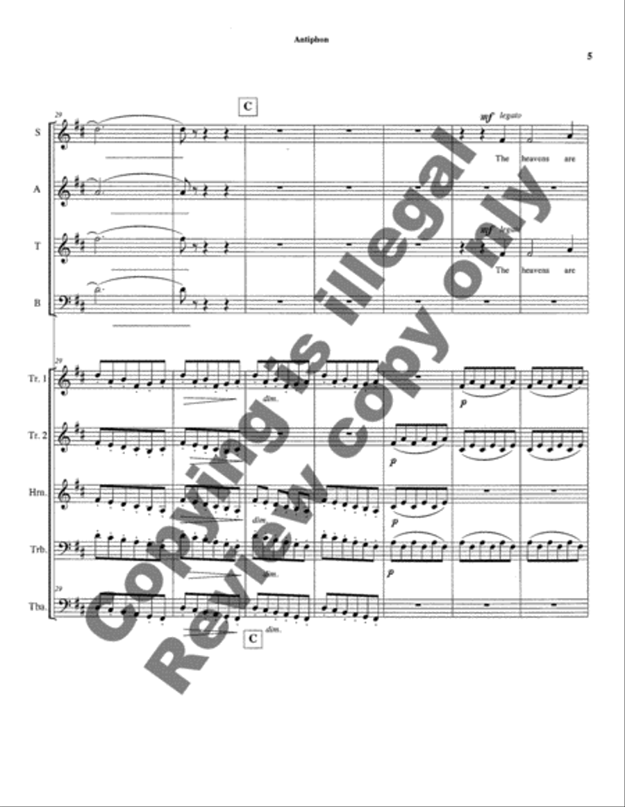 Antiphon (score & instrumental parts for Brass Quintet) Choir scores gallery preview page 7