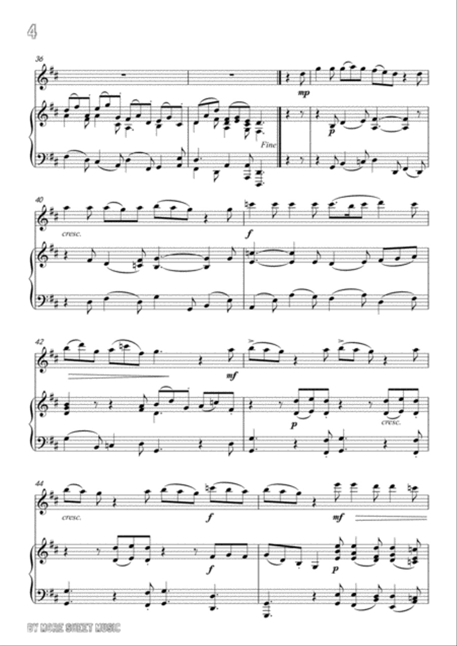Handel-Se pensi amor,for Flute and Piano Flute Solo scores gallery preview page 6