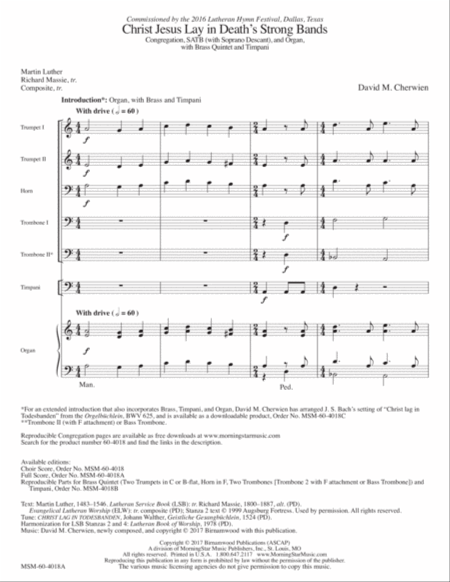 Christ Jesus Lay in Death's Strong Bands Choir scores gallery preview page 1
