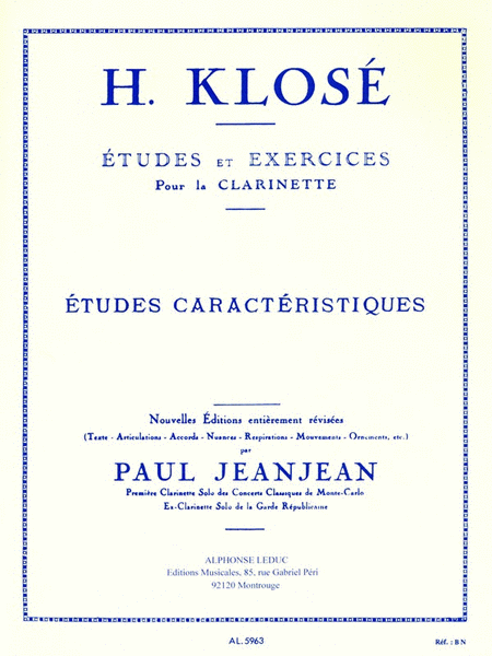 Studies And Exercises For Clarinet (characteristic Studies) With Revis
