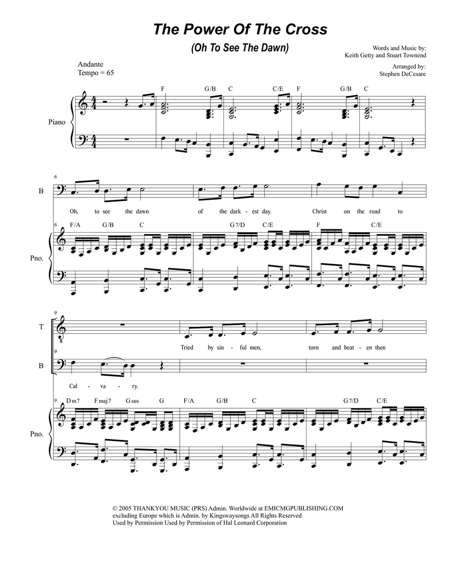 The Power Of The Cross (Oh To See The Dawn) Tenor Voice scores gallery preview page 1
