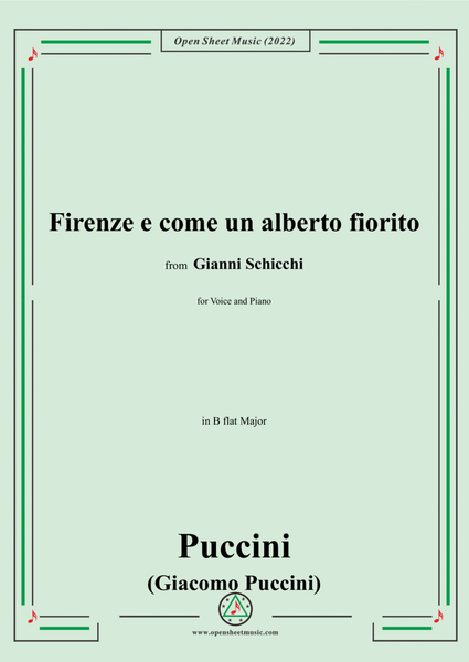 Puccini-Firenze e come un alberto fiorito,in B flat Major,from Gianni Schicchi,for Voice and Piano