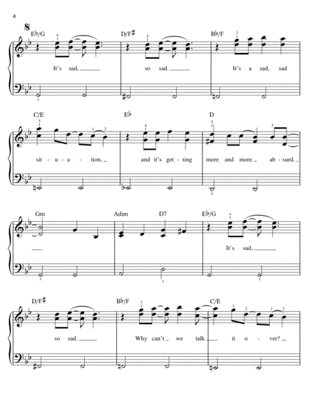 Sorry Seems To Be The Hardest Word by Elton John Easy Piano - Digital Sheet Music