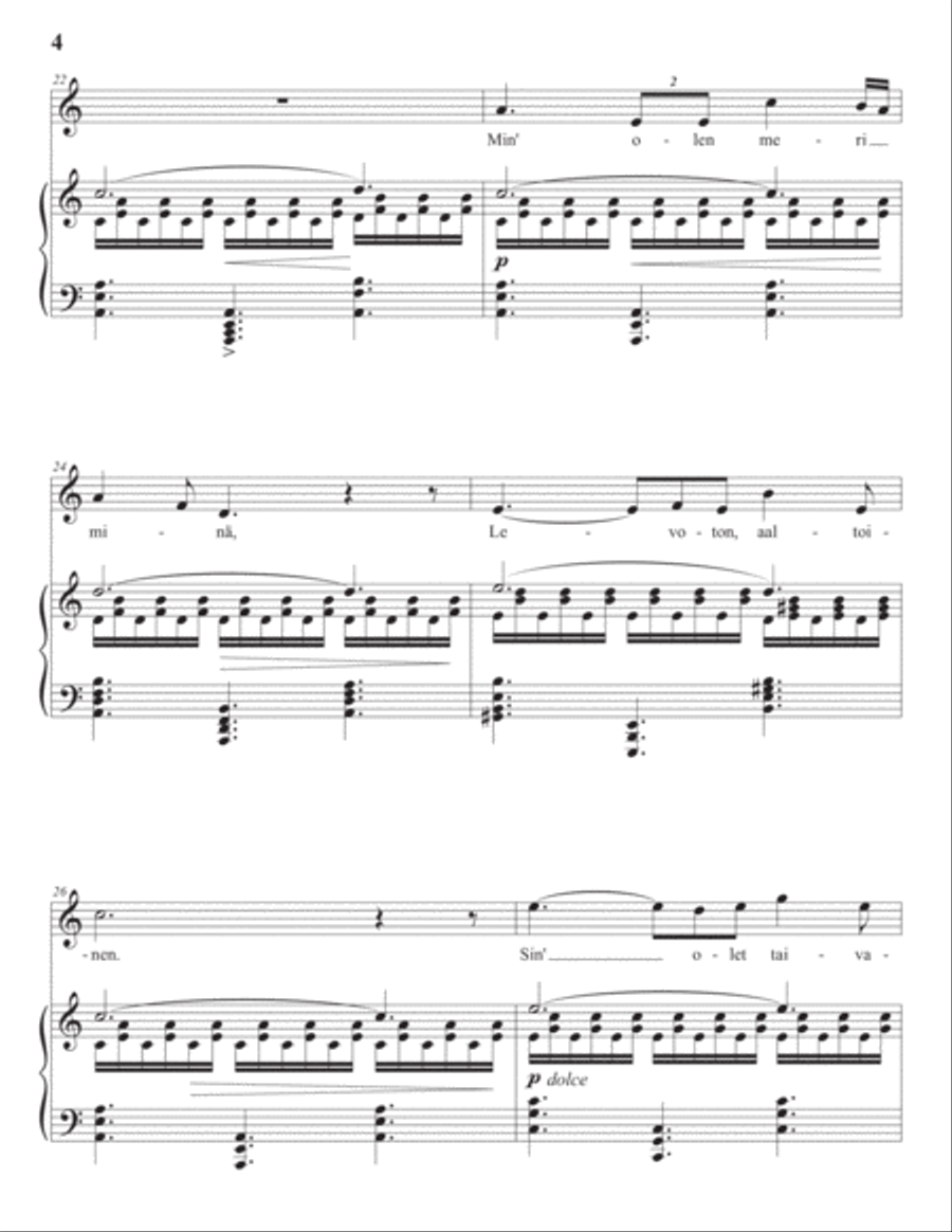 MERIKANTO: Merellä, Op. 47 no. 4 (transposed to A minor) Voice scores gallery preview page 5