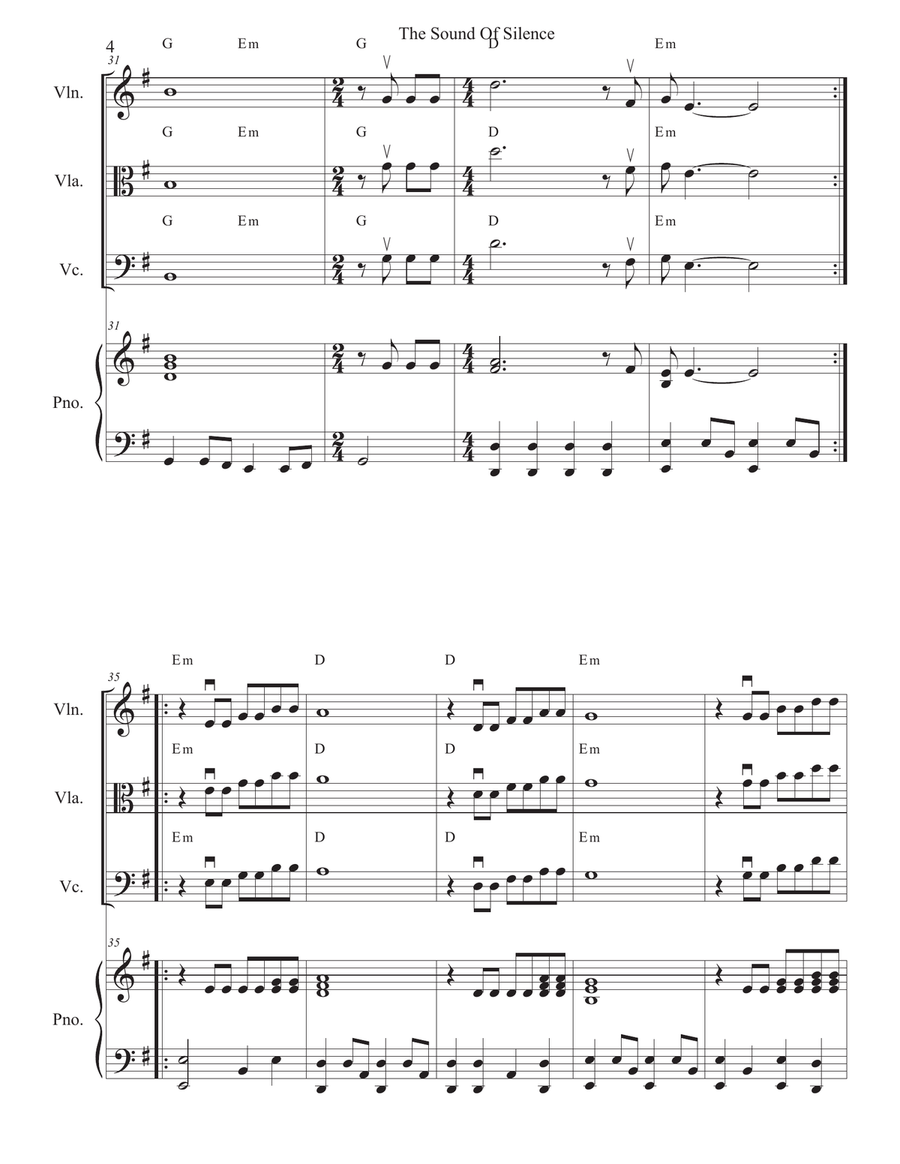 The Sound Of Silence The Sound Of Silence String Quartet scores gallery preview page 4
