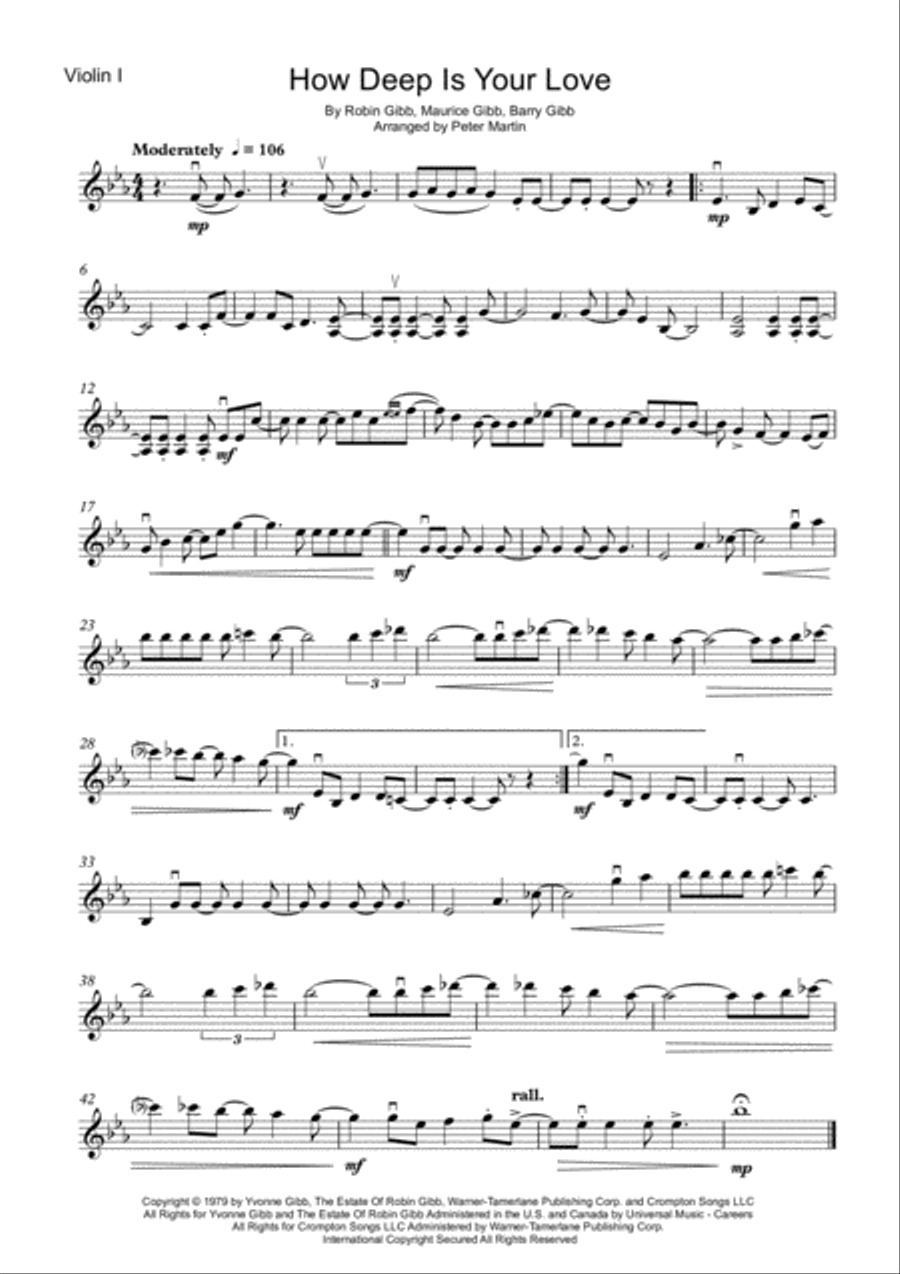 How Deep Is Your Love String Quartet scores gallery preview page 3