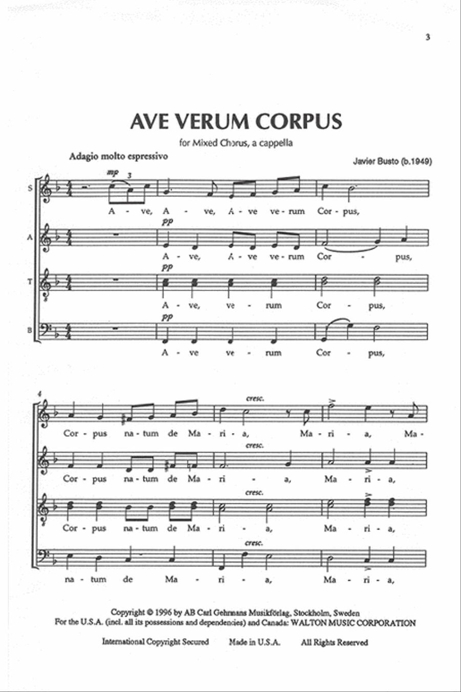 Ave Verum Corpus - SATB