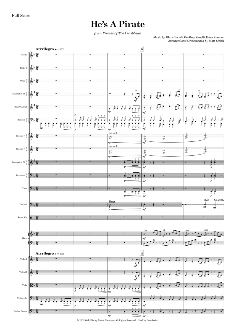 He's A Pirate Full Orchestra scores gallery preview page 1