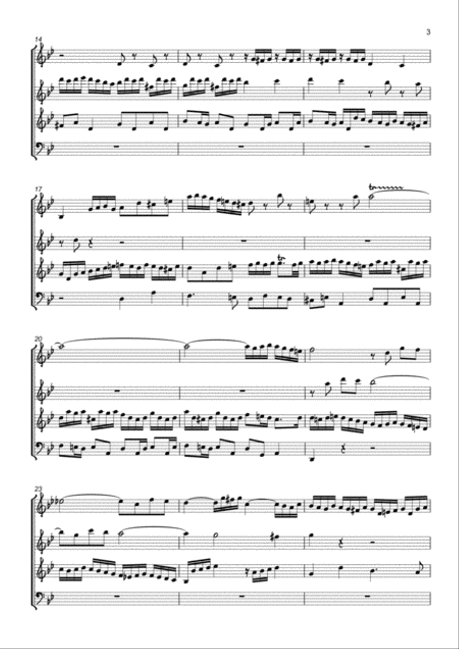 Little Fugue in G minor For plucked quartet - mandolin, 2 guitars & bass guitar Bass Guitar scores gallery preview page 3