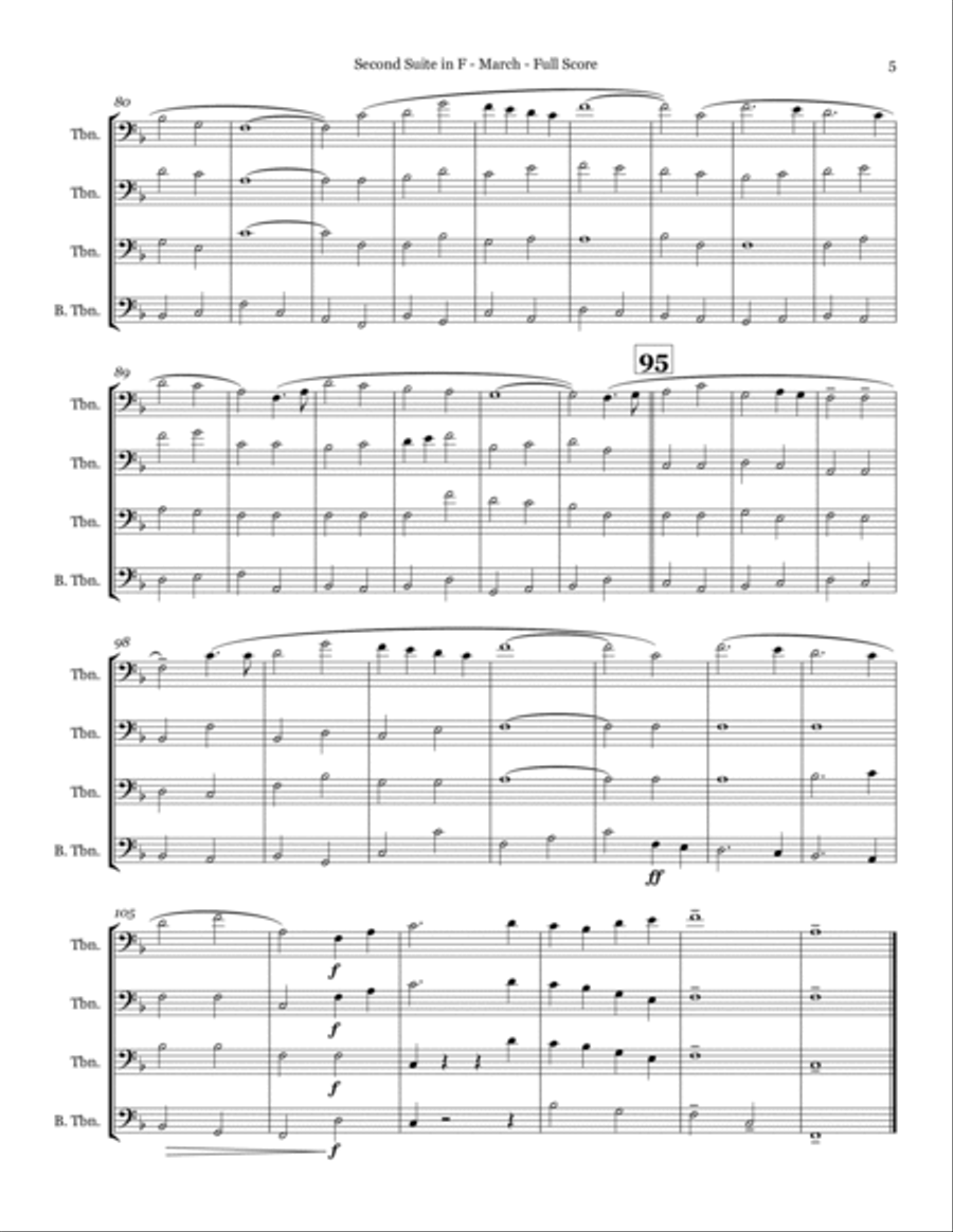 Second Suite in F - March - Trombone Quartet Trombone Quartet scores gallery preview page 5