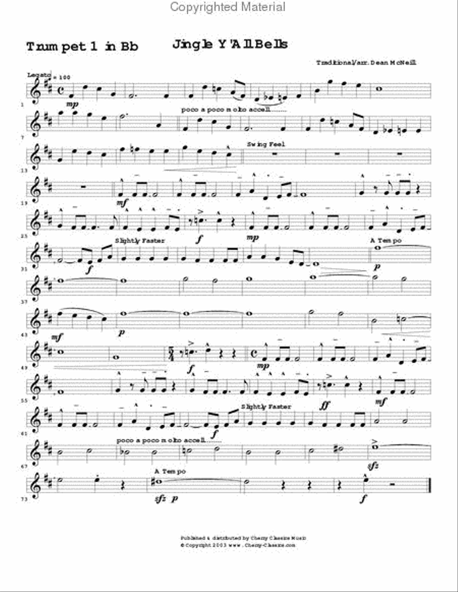 Jingle Y’All Bells (comical version) for Brass Quintet Brass Quintet scores gallery preview page 3