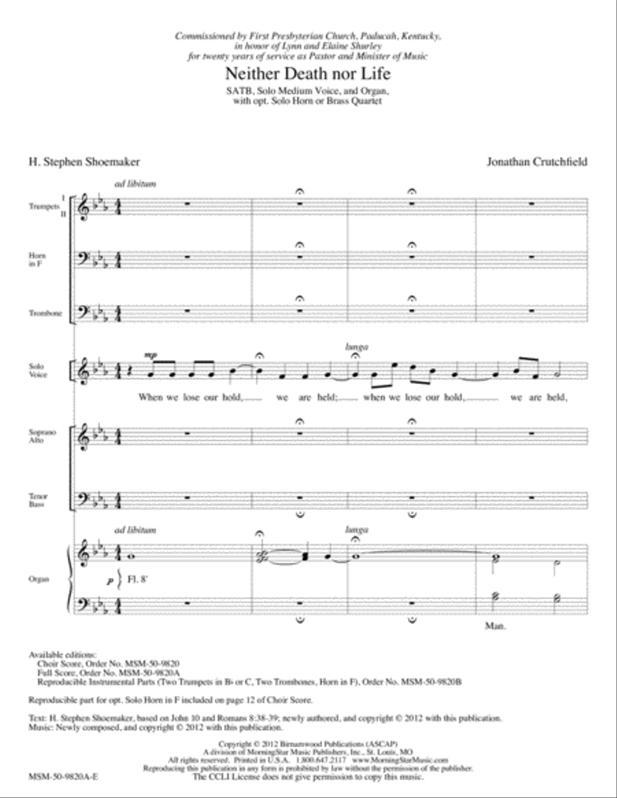 Neither Death nor Life Choir scores gallery preview page 1