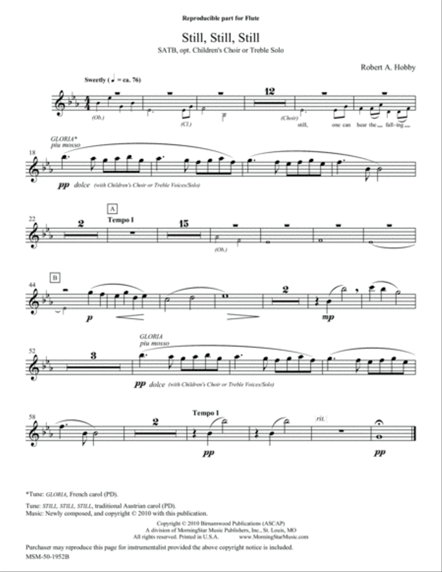 Still, Still, Still (Downloadable Orchestra Parts) Choir scores gallery preview page 1
