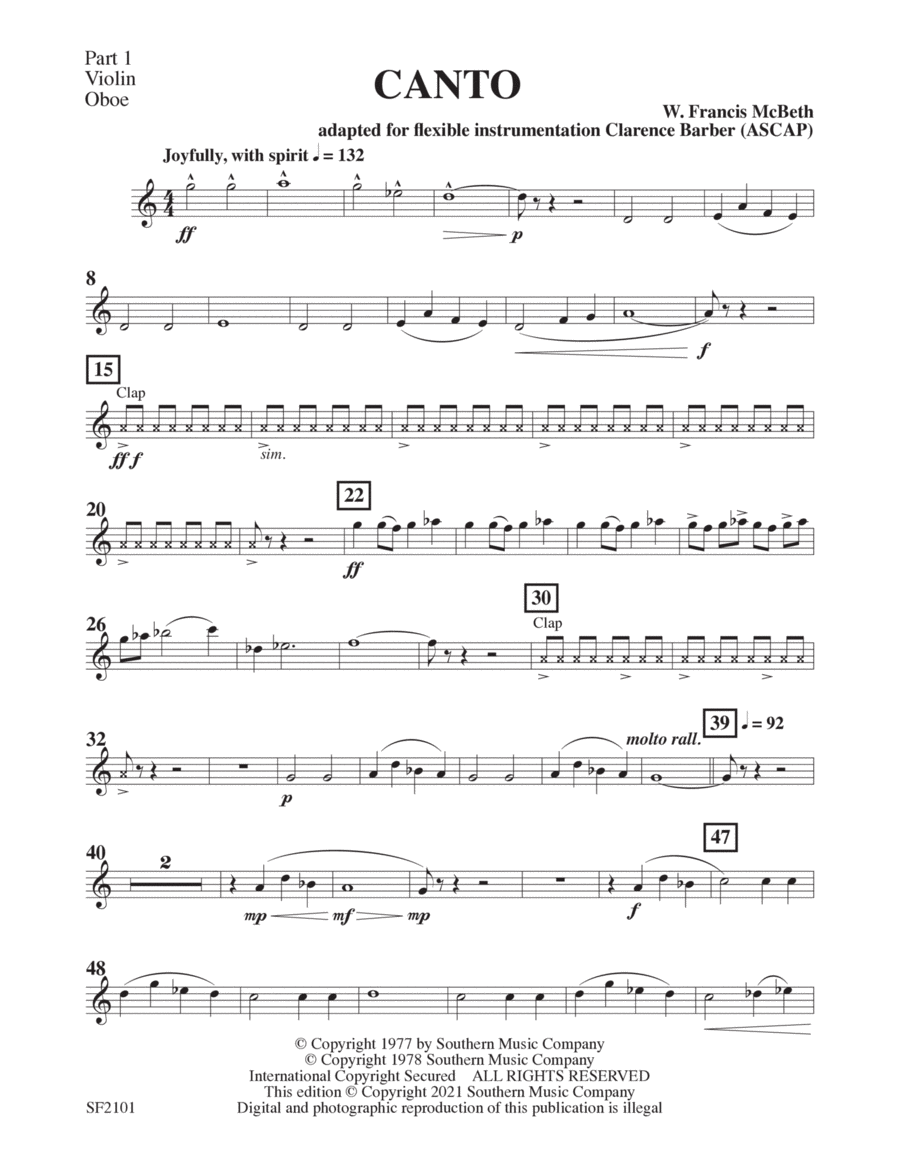 Canto - Violin-Oboe 1 Canto - Violin-Oboe 1 Concert Band scores gallery preview page 1