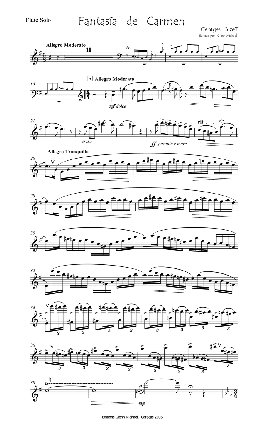 Bizet Carmen Fantasy for Flute Chamber Orchestra scores gallery preview page 2