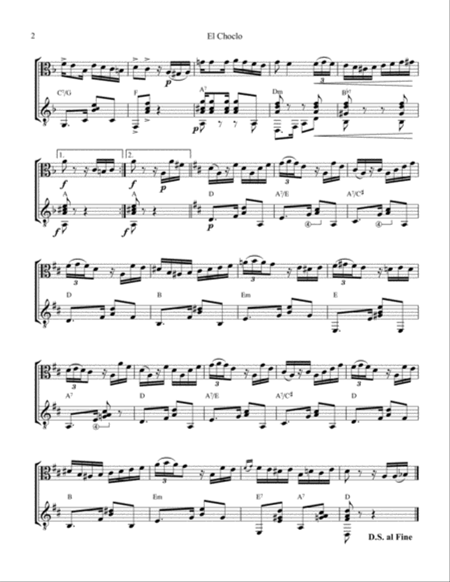 El choclo (tango) for viola and guitar El choclo (tango) for viola and guitar String Duet scores gallery preview page 2