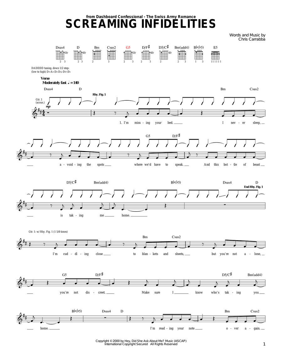 Screaming Infidelities Acoustic Guitar scores gallery preview page 1