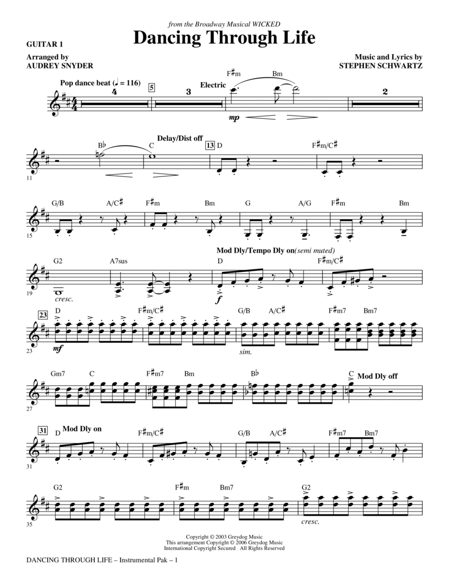 Dancing Through Life - Guitar 1 Choir scores gallery preview page 1