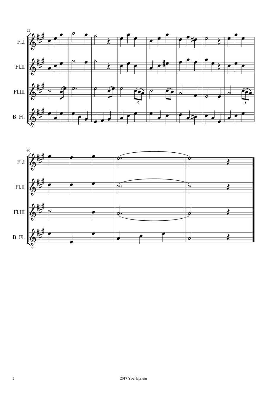 Amazing Grace for Flute Quartet or Flute Choir Flute Choir scores gallery preview page 5