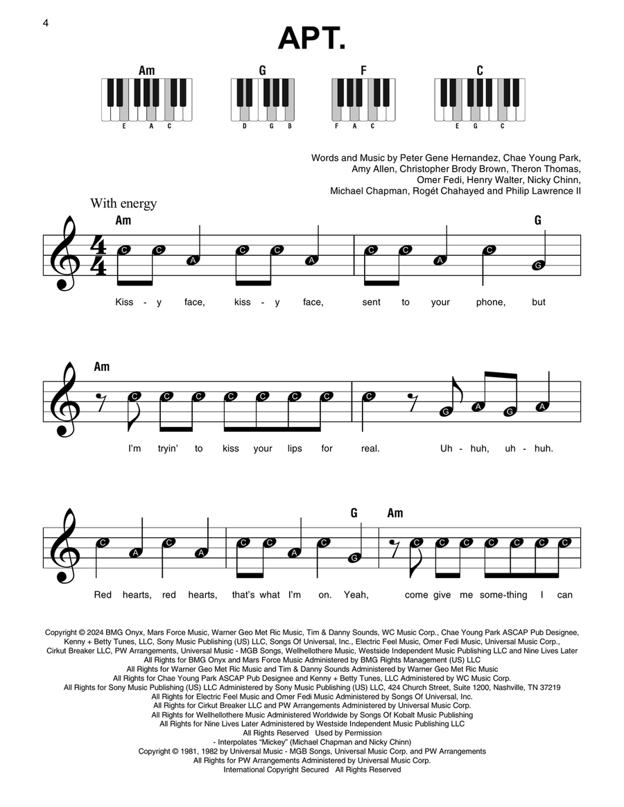 APT. APT. Easy Piano scores gallery preview page 1