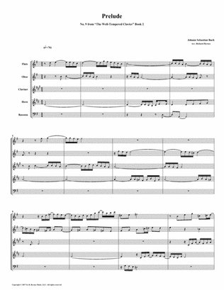 Prelude 09 from Well-Tempered Clavier, Book 2 (Woodwind Quintet)