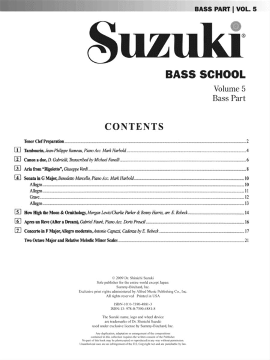 Suzuki Bass School, Volume 5