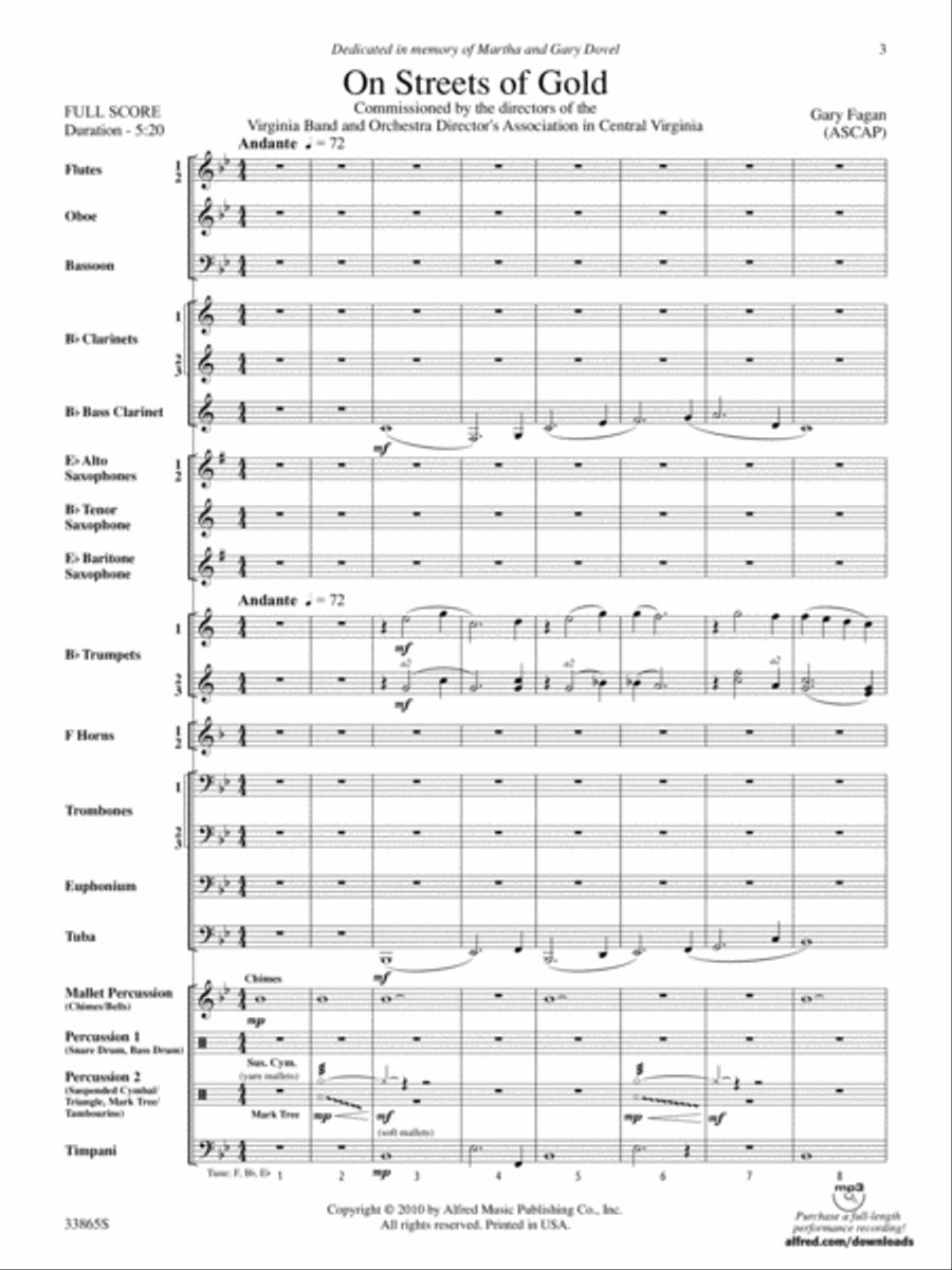 On Streets of Gold: Score Concert Band scores gallery preview page 3