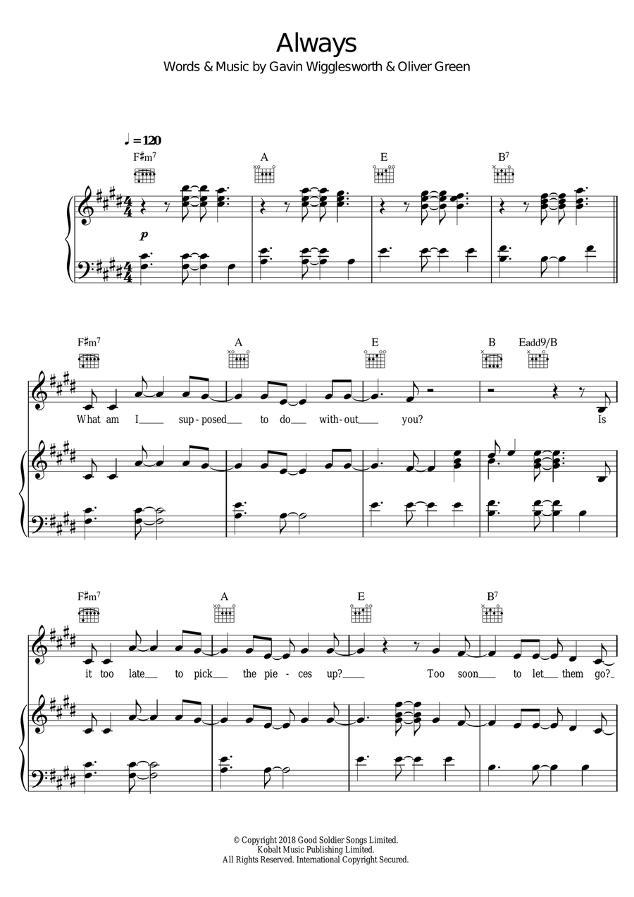 Always Always Piano, Vocal scores gallery preview page 1