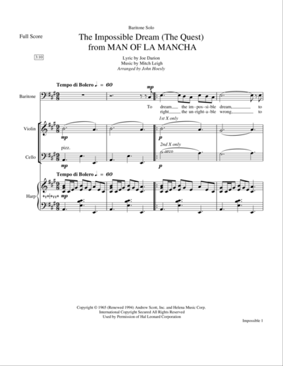 The Impossible Dream The Impossible Dream Large Ensemble scores gallery preview page 1