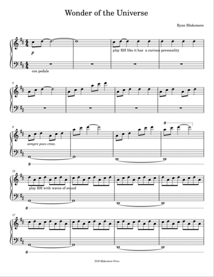 Wonder of the Universe Wonder of the Universe Piano Solo scores gallery preview page 2