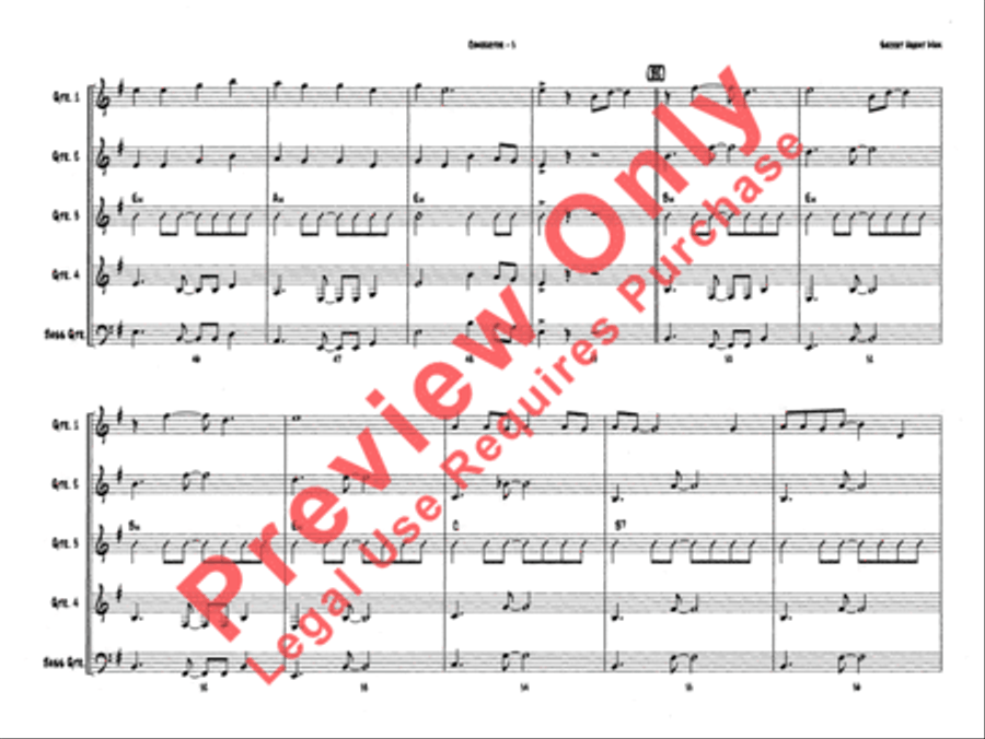 Belwin's 21st Century Guitar Ensemble -- Secret Agent Man Guitar Ensemble scores gallery preview page 7