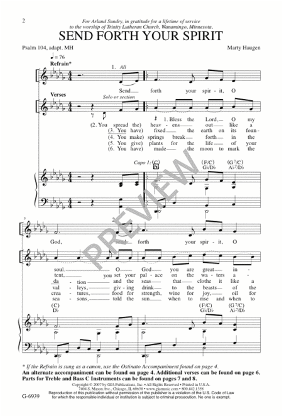 Send Forth Your Spirit Unison Choir scores gallery preview page 2