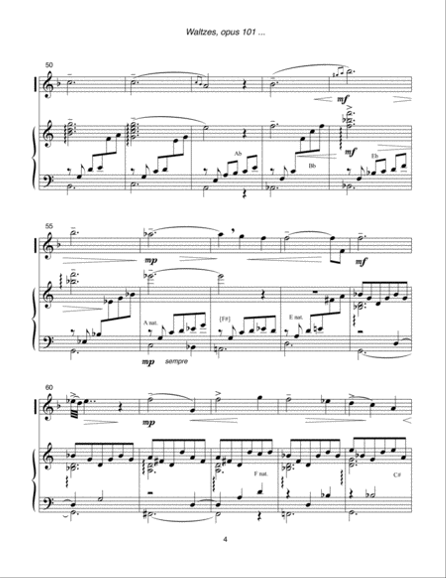 Waltzes, opus 101 (2002) for flute and harp Flute scores gallery preview page 6