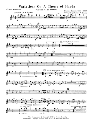 Variations on a Theme of Haydn: E-flat Alto Saxophone